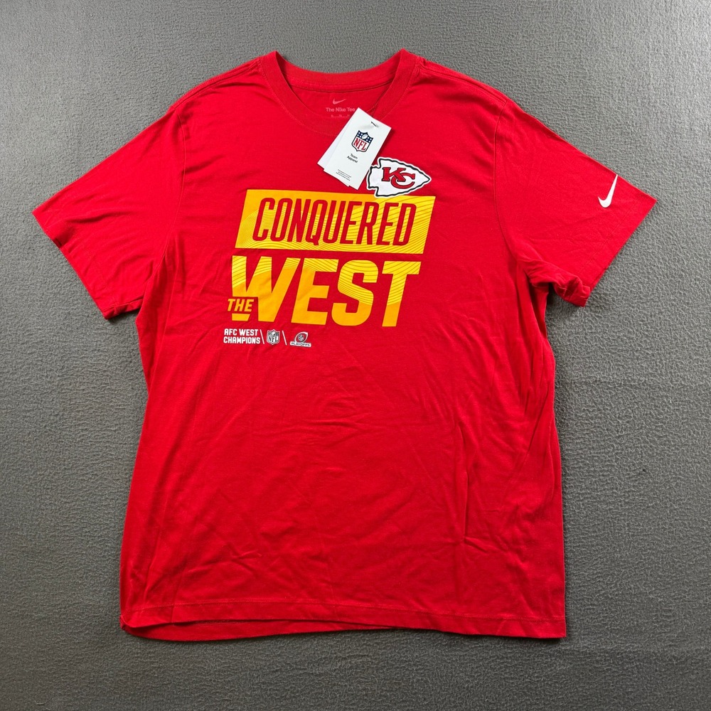 New Nike Kansas City Chiefs T-Shirt Men XL Red AFC West Champions Football Tee